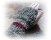 Rustic handknit fingerless-gloves, rustic mittens, eco friendly, gift under 20, unique gloves - Taschenatelier