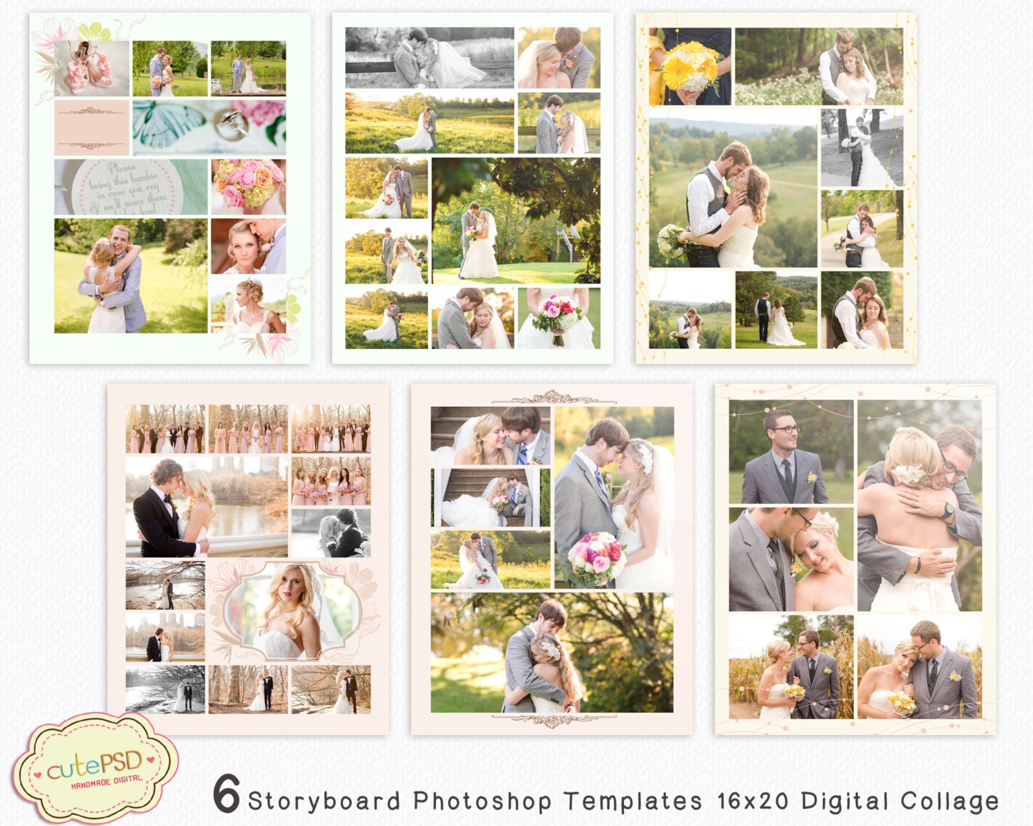 6 Storyboard Photoshop Templates 16x20 Digital Collage By Cutepsd