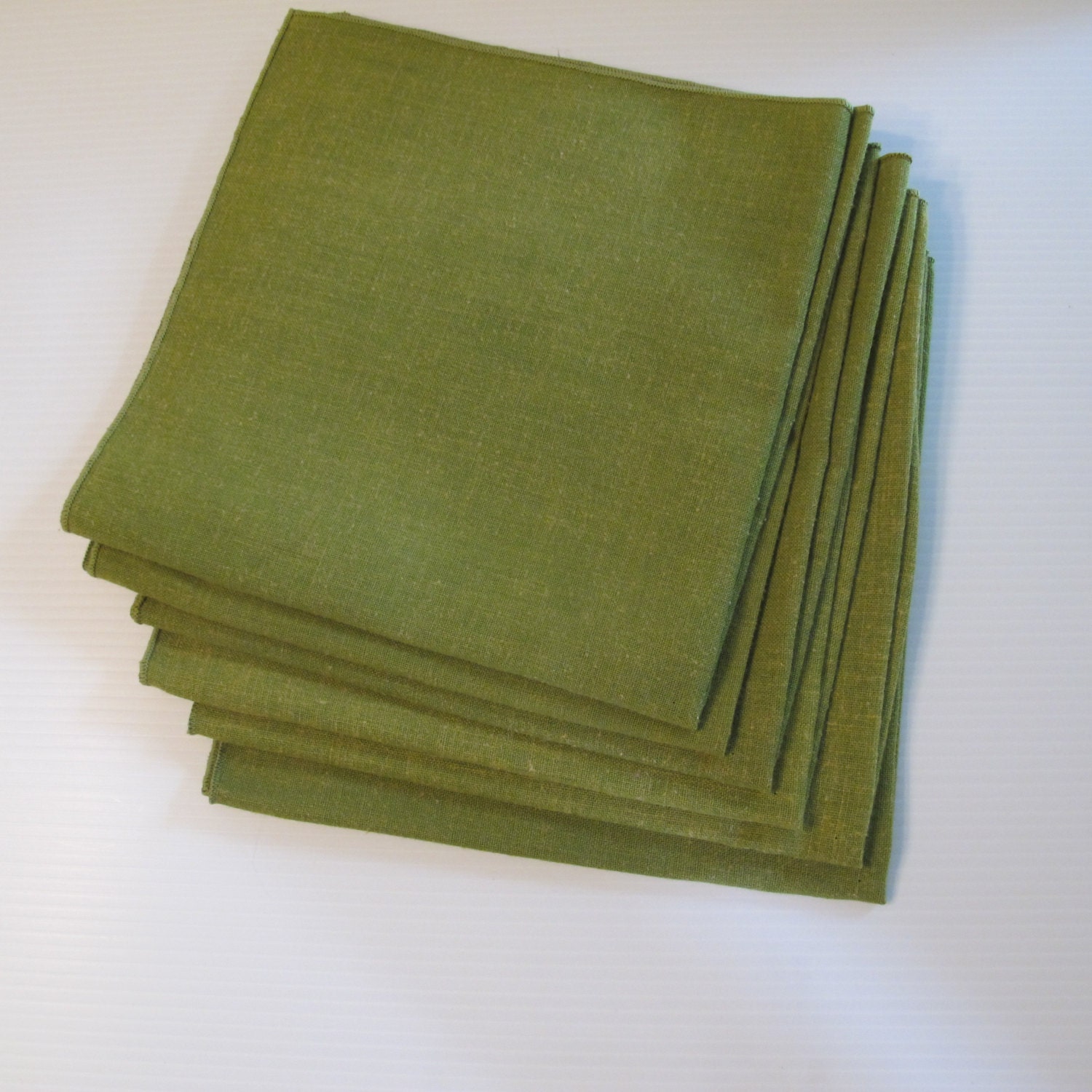 Set of 6 olive green cotton/linen napkins by weddingparties