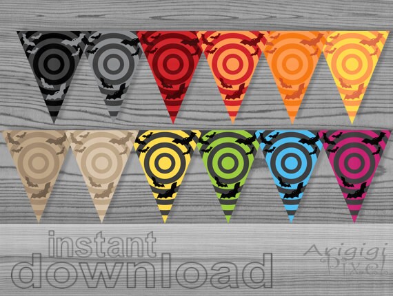 Halloween Printable Pennant, party banner, holiday decoration, fall colors, DIY Party Decoration PDF file, instant download Il_570xn