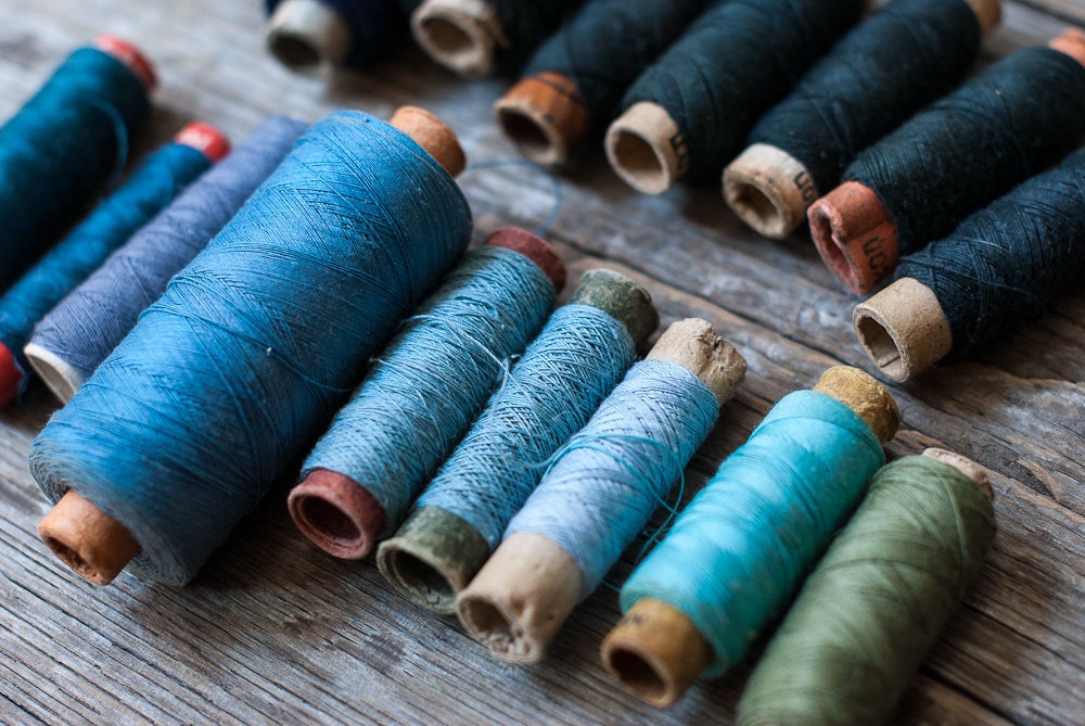 Collection of Vintage Thread - Winter Colors, Cool Colors, Blue, Ombre - OldTimeStories