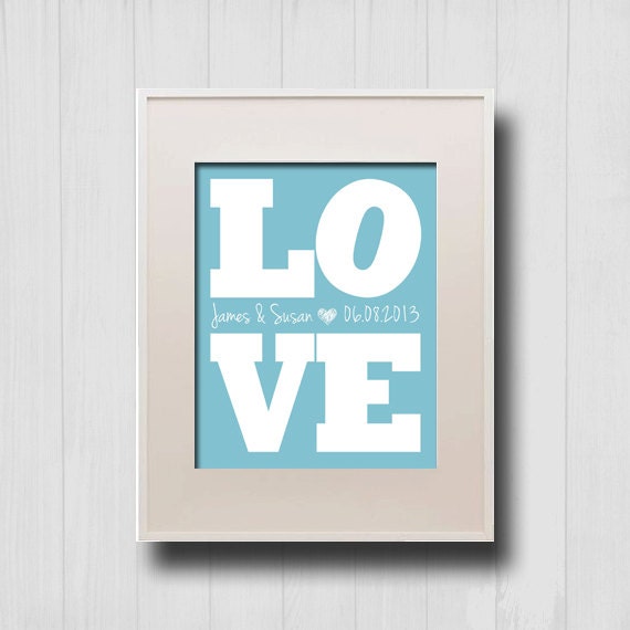 LOVE Personalized Wedding Print 8x10 - Bridal Shower Gift - Personalized Anniversary Gift - Art Print For Couples - Housewarming Gift