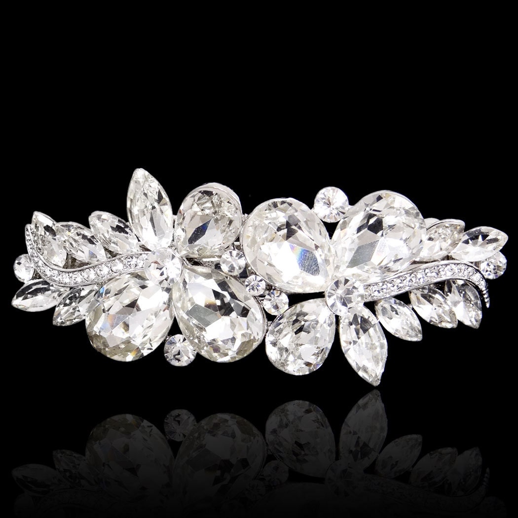 Swarovski Crystal Wedding Barrette Bridal Tiara by Voguejewelry4u