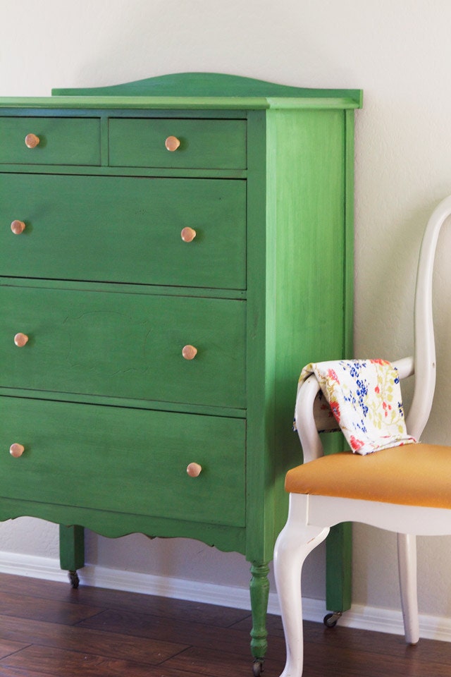 Hand Painted Green Antique Dresser by nattybydesign on Etsy