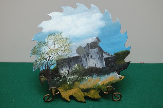 Vintage Hand Painted Saw Blade 2 scenes by BonnyCollections