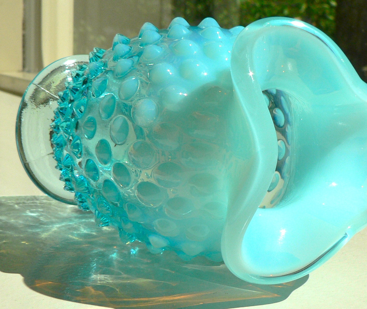 Fenton Hobnail Blue Opalescent Mini Vase Circa 1930s