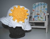 Crocheted White Colored Cotton Baby Sun Hat With a Sun - 6 Months to 1 year - BridgetsCollection