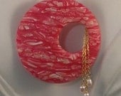 Pendant Red and Pink Matching Earrings Translucent Polymer Clay