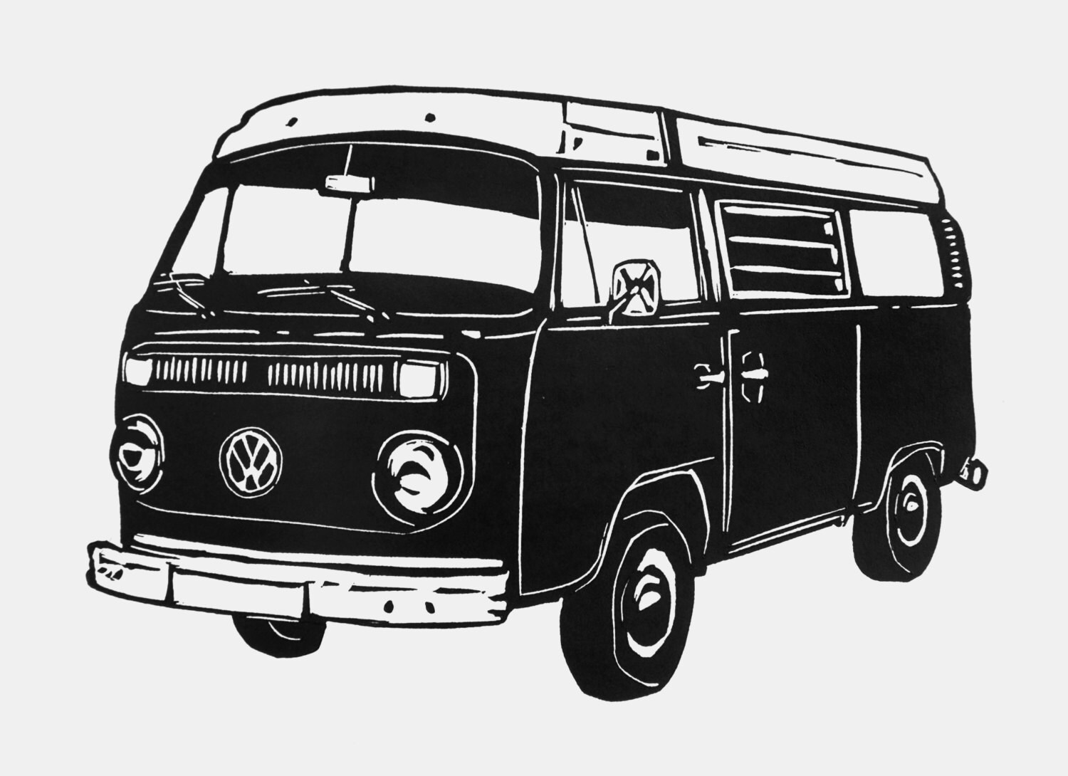 Vw Campervan Print Campervan Linocut Retro Art Print Gift