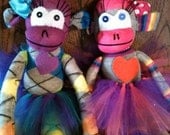 Sock Monkey with tutu skirt