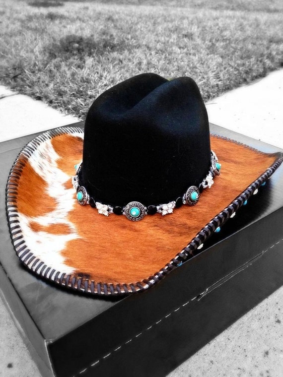 Items similar to Women's Custom Cowboy Hat with Hairon Cowhide and