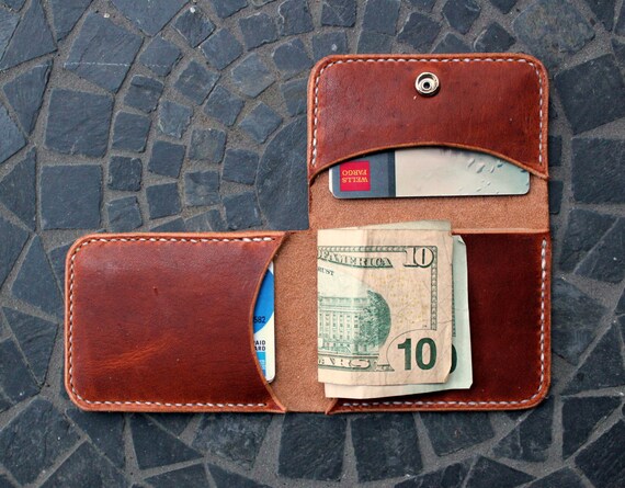 Men&#39;s Slim Trifold Leather Wallet / Handcrafted / by GuardedGoods