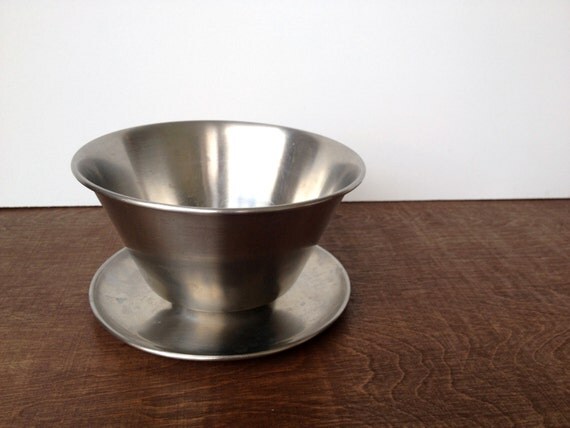 Items similar to Vintage Stainless Steel Gravy Sauce Bowl with Attached
