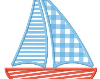 Nautical Sailboat Applique Machine Embroidery Design INSTANT DOWNLOAD 