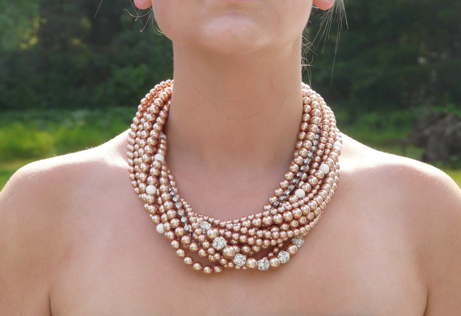 Vintage Style Bridal Necklace - Chunky Pearl Necklace - Pearl Bridal Necklace - Crystal and Pearl - Bridal Necklace - Statement Necklace