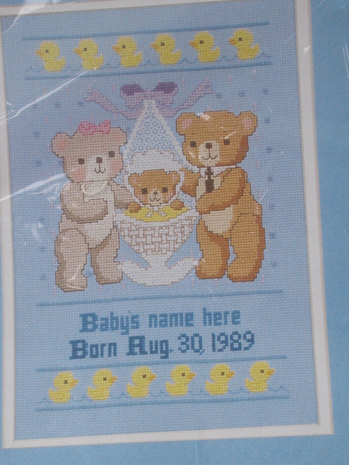 BERNAT BABY COUNTED Cross Stitch Kit - Birth Record Wall hanging for Nursery - DaytonaSupplies