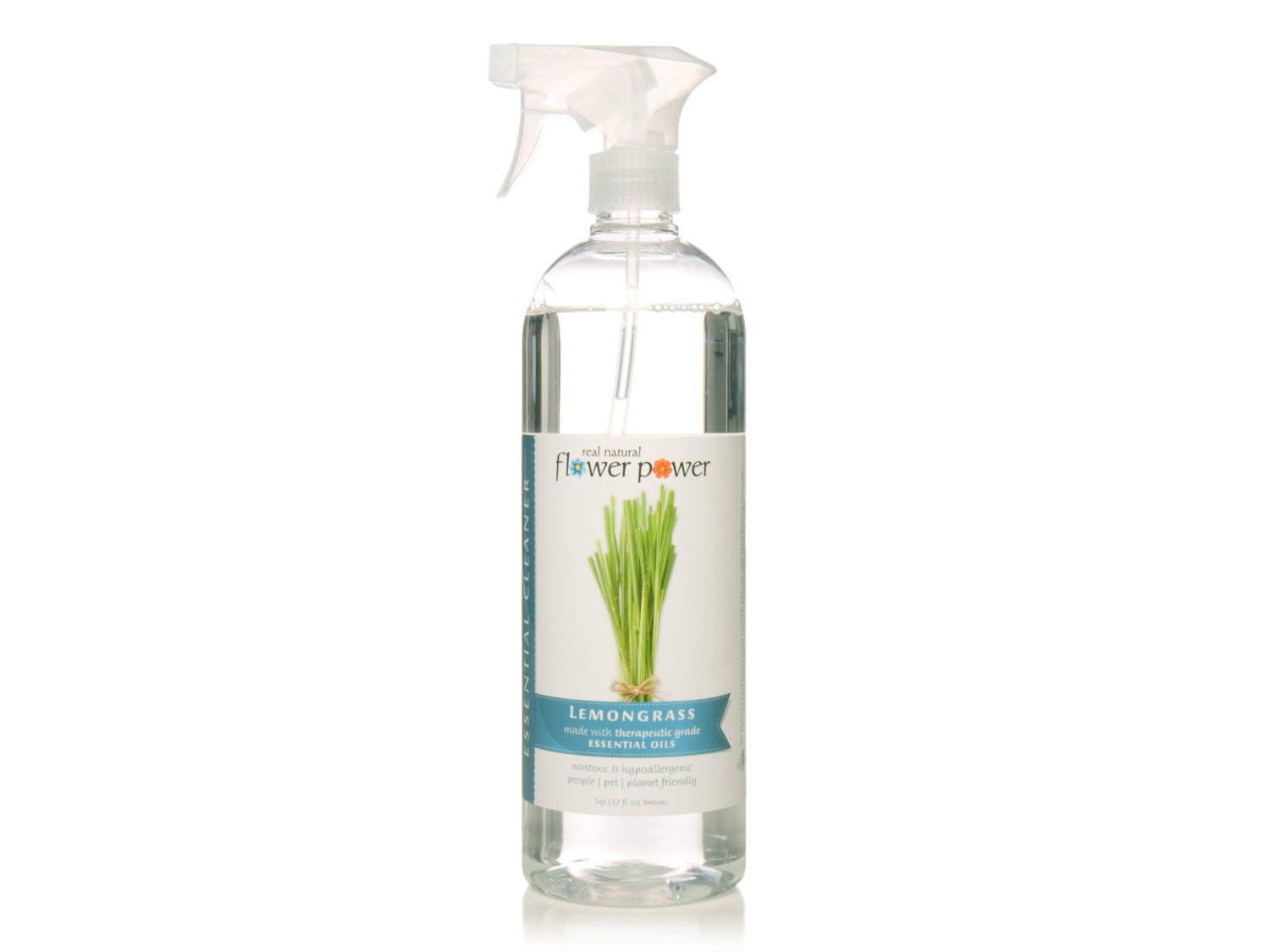 Natural Cleaning Products - Lemongrass All Purpose Natural Cleaner made with Essential Oils, 32 Ounces - NaturalGreenCleaning