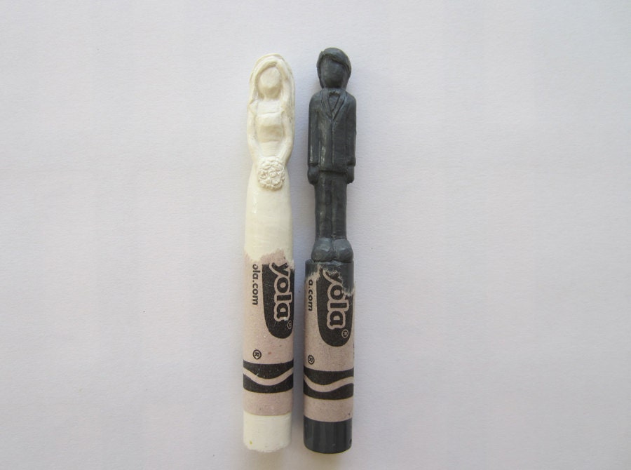 Custom Bride and Groom carved crayon