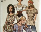 Vintage Boho Blouse Pattern Simplicity 9313 Bust 31 Petite