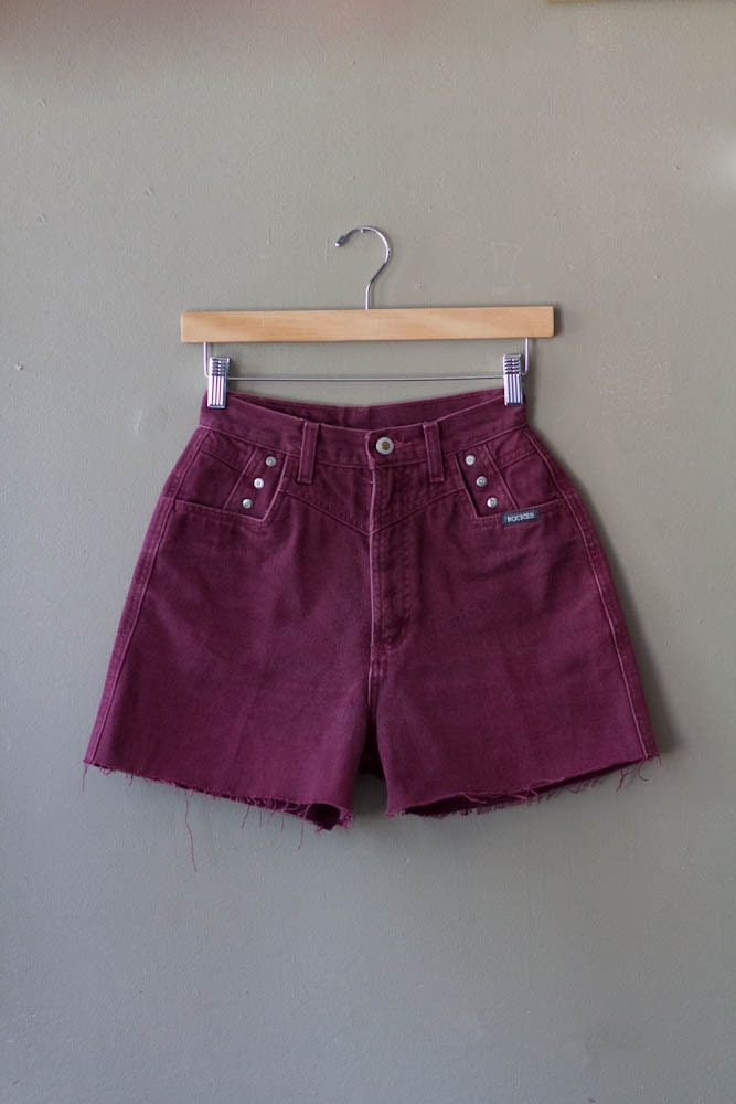 Vintage Burgundy Cut-off High Waist Shorts- 27 Inch Waist