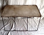 Vintage Canvas Factory Table with Steel Base