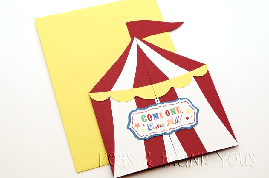 Signature Sunshine Circus Tent Birthday Invitations for Boys Circus or Carnival Party Il_570xn