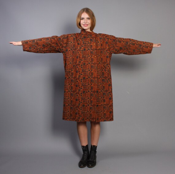 80s ETHNIC Wool COAT / Tribal Print by luckyvintageseattle on Etsy
