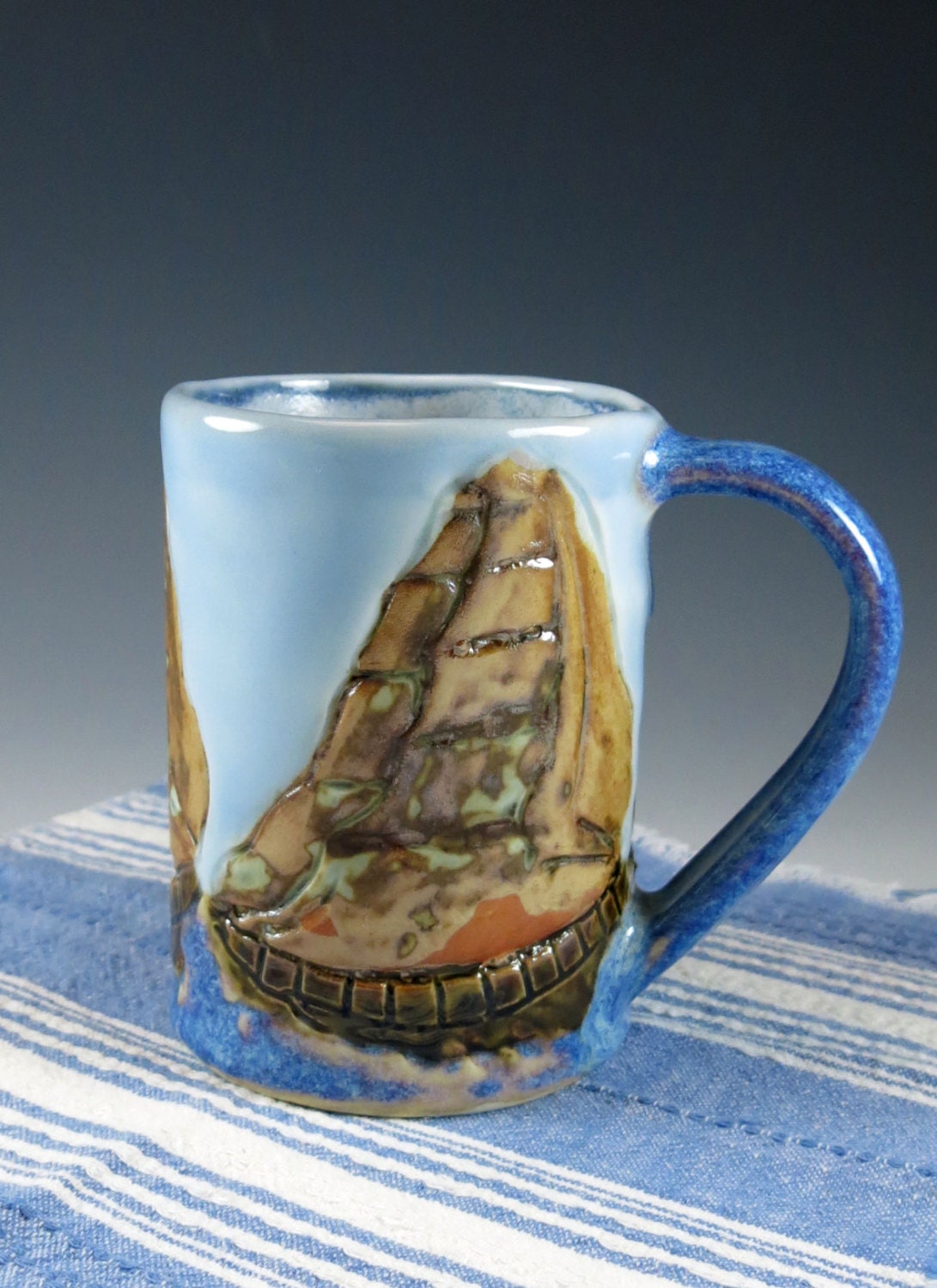 Pottery Tall Ships Mug Sailboats Ceramic by Botanic2Ceramic