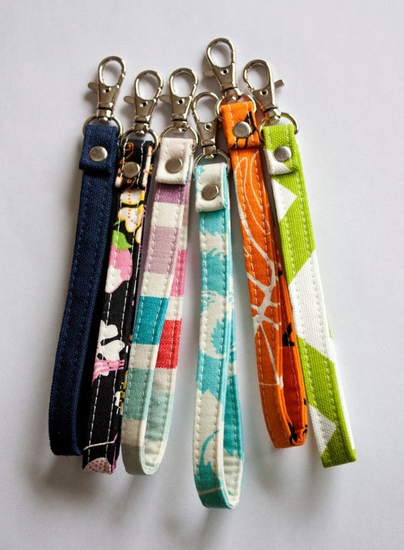 wristlet key fob // canvas printed keychain by olivetreetextiles
