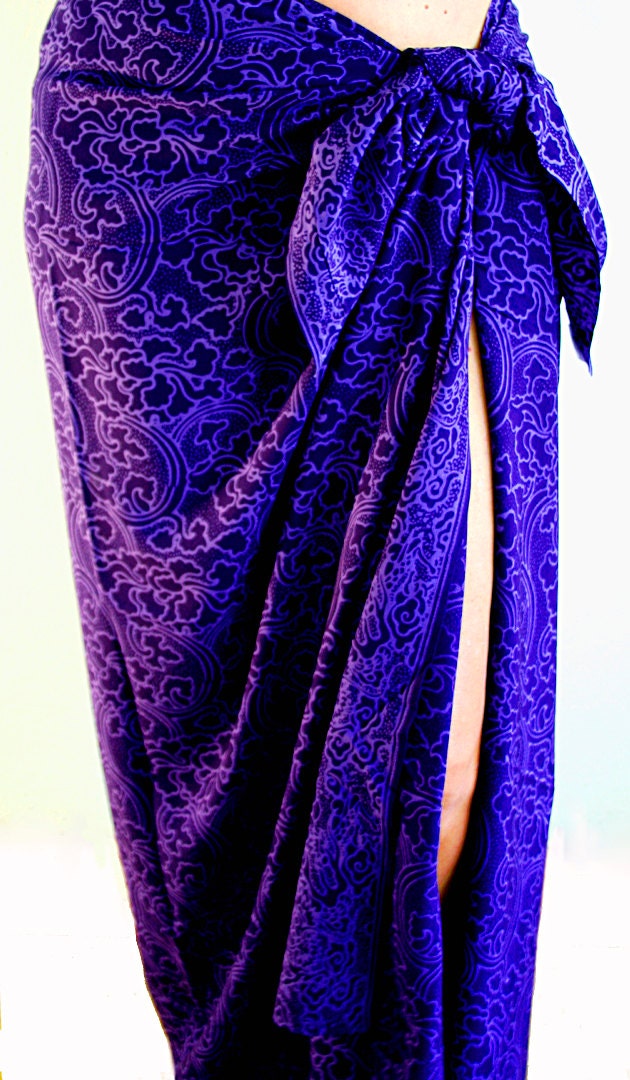Indigo Beach Sarong - Batik Pareo - Womens Clothing Long Wrap Skirt Beach Sarong Swimsuit Coverup - Batik Sarong - Hawaiian Beach Girl Gift