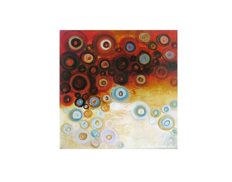Oil Abstract, Turquoise and Gold oil on canvas abstract 12"x12" original oil on canvas painting, 30x30 cm