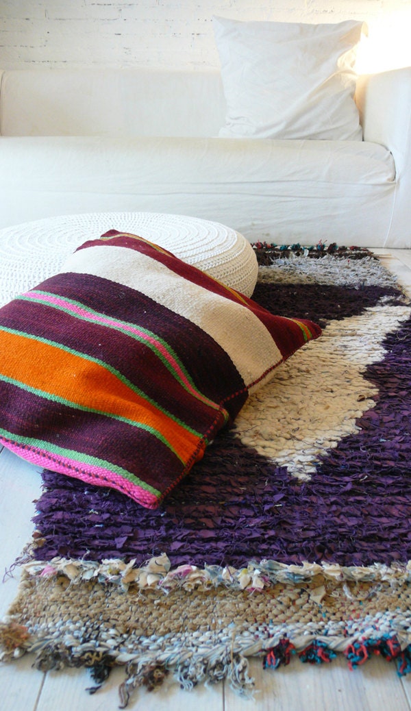 Moroccan Kilim pillow cover - Orange stripe