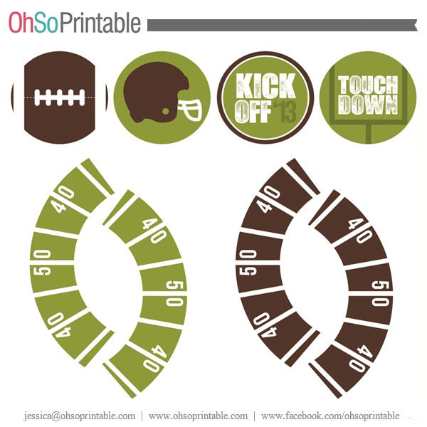 Football PRINTABLE Cupcake Toppers and Wrappers Il_570xn