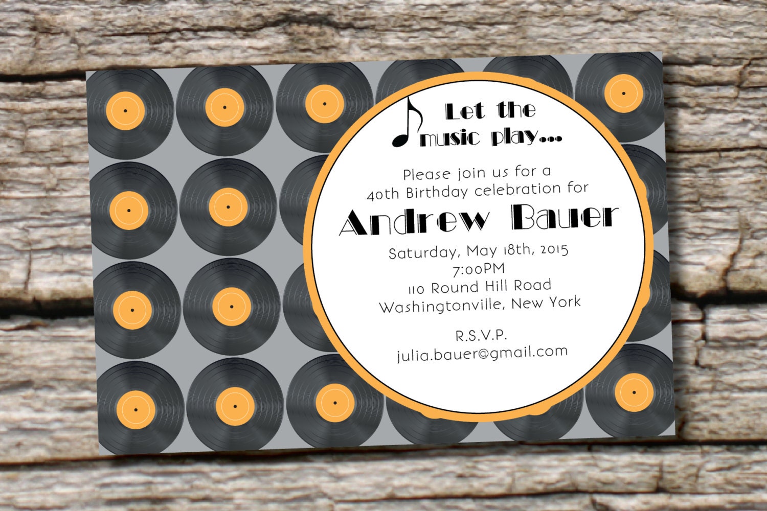 VINTAGE RECORDS Birthday Adult Party Event Printable Invitation Il_570xn