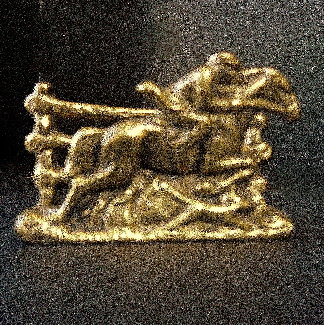 Brass Business Card Holder / Steeplechase Jumping Horse Race / Equestrian / Fox Hunt / Office, Den, Library, Desk Top /