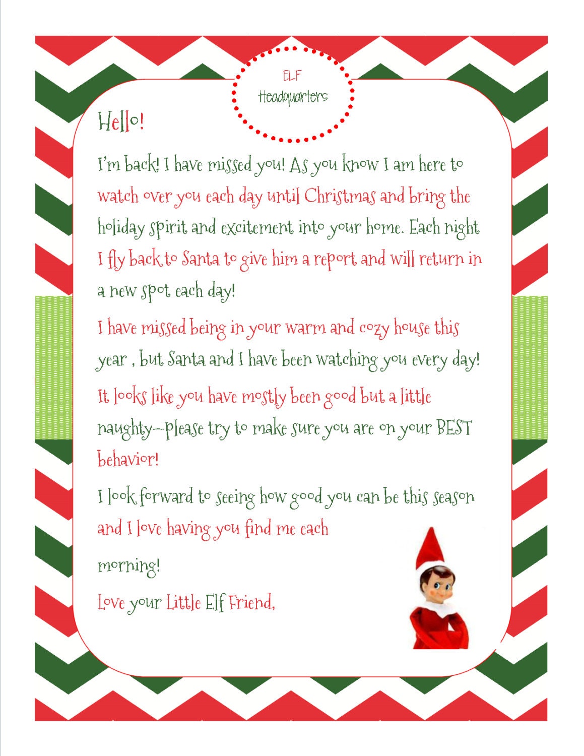 Delicate image pertaining to elf on the shelf welcome back letter printable Exhilarating image with regard to elf on the shelf welcome back letter printable
