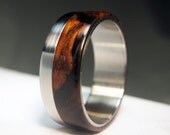 Cocobolo and Stainless Steel Ring - Offset Step Design