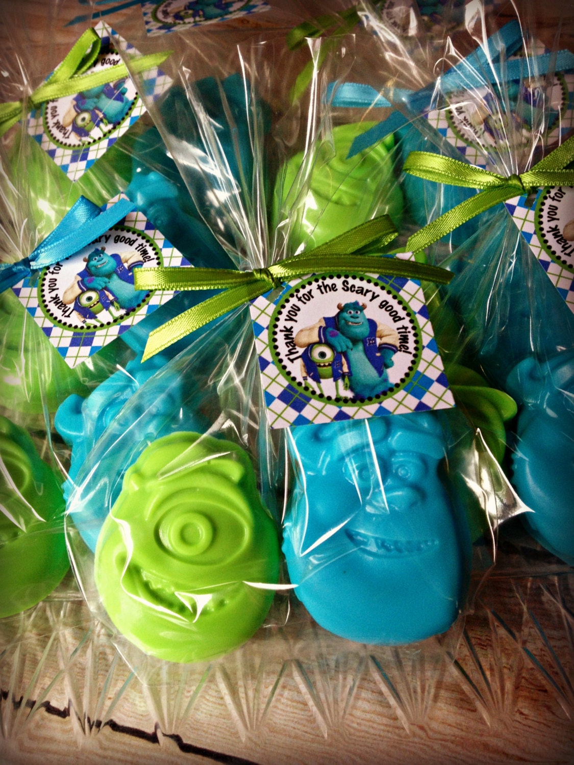 10 MONSTER SOAP FAVORS (with Tags & Ribbons) - Birthday Soap Favors, Monster themed Party, Character Soap, Halloween Favors, Disney Inspired Il_570xn