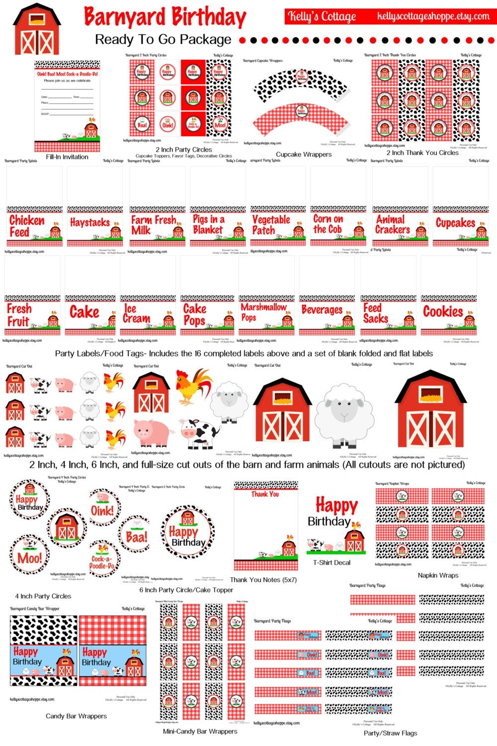 Instant Download Barnyard Birthday Party Ready To Go Package...Printable DIY Package Il_570xn