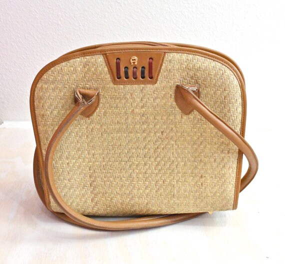 80's Etienne Aigner Straw Handbag by on Etsy
