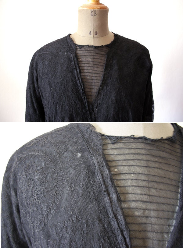 Antique Lace Blouse // Valenciennes Black Lace blouse. - LaSartoria