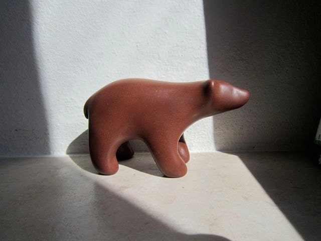 Randolph chocolate brown bear small polymer clay decoration hand made OOAK