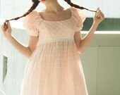 Vintage 1960s dress, pink pastel chiffon maxi, long white lace ribbon plaid, empire waist, Lorrie Deb - RoseleinRarities Vintage 1960s dress, pink pastel chiffon maxi, long white lace ribbon plaid, empire waist, Lorrie Deb - RoseleinRarities