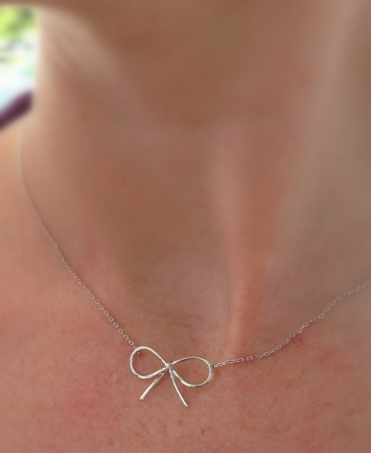 Dainty Bow Knot Bridesmaid Necklace in Silver or Gold