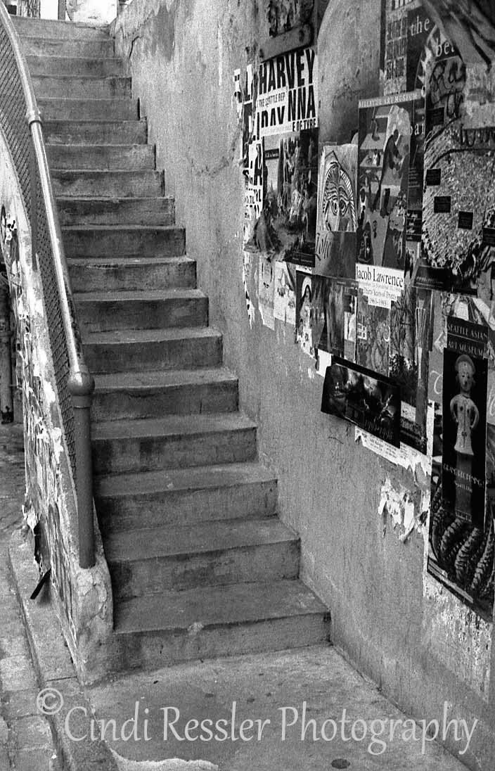 Seattle Stairs, 5x7 Fine Art Photography, Black and White Photography - CindiRessler