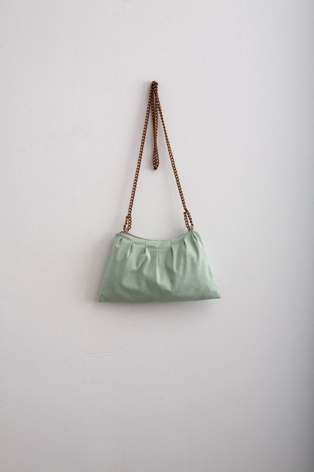 Pastel Green Purse Mint Bag  Faux / Vegan Suede Purse Modern Minimalist Bag Purse  Gift Idea For Her Fall Fashion - Marewo