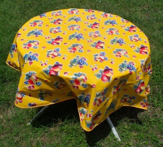 NEW 60 Round Oil cloth Tablecloth With NO by notyourmamaskitchen