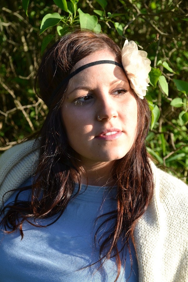 Chiffon flower Headband, Boho Flower Band, Stretchy headband, Flower Hairband