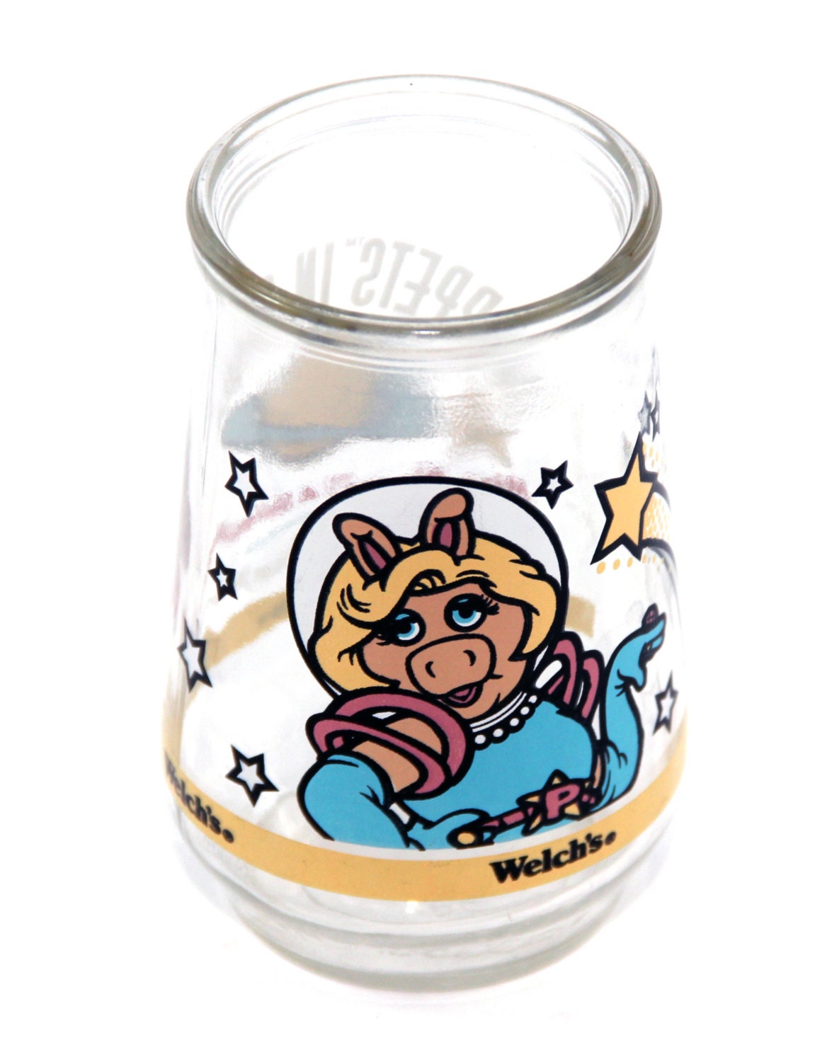 Muppets in Space Welchs Jelly Jar Miss Piggy Glass by tenpennygray