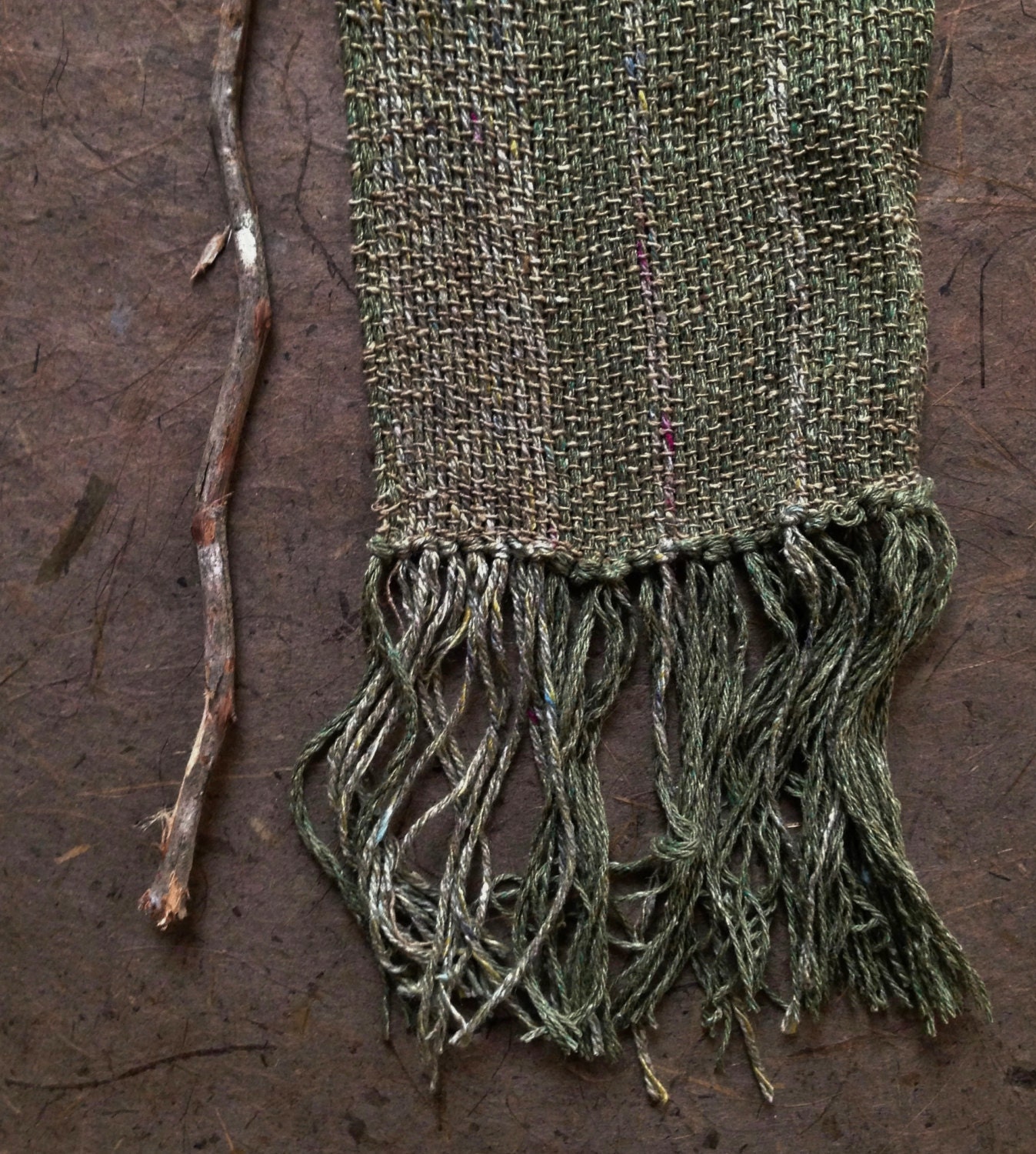 taking root... green silk recycled scarf - TheWeaverOfWords